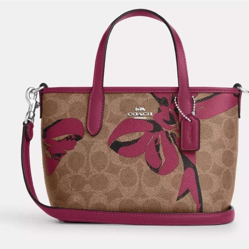 NWT Coach City Mini Tote Bag in Signature Canvas with a Bow Print. PRICE FIRM